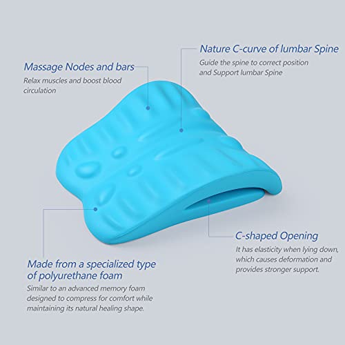 RESTCLOUD Back Stretcher for Back Pain Relief, Back Stretching Cushion, Chronic Lumbar Support Pillow Helps with Spinal Stenosis, Herniated Disc and Sciatica Nerve Pain Relief Lumbar Stretcher - color: Blue