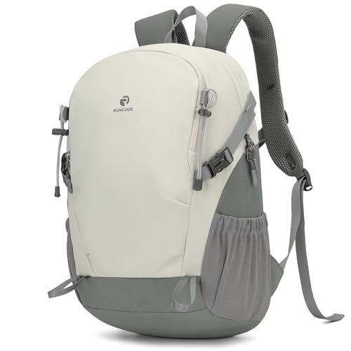 Hiking Backpack for Men Women, 25L Lightweight Travel Backpack Camping Daypack for Outdoors - color: White & Grey