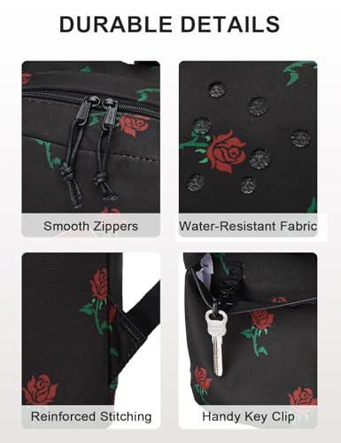 VASCHY Backpack for School, Lightweight Water Resistant Bookbag Casual Daypack for Women/Teen Girls Roses - color: Z-roses