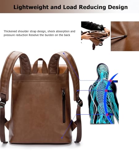 KingTo Anti Theft Laptop Backpack for Men Women, Lightweight Travel Bag | Lightweight business backpack, laptop storage and anti-theft travel styling support commute, campus and daily trips - color: Brown