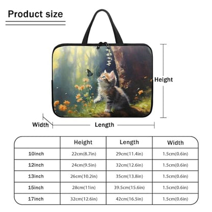 10 Inch Cute Cat Flower Tablet Sleeves Laptop Case, Protective Computer Bag with Handle, Carrying Case Tablet Cover for Students, Water-Repellent Notebook Sleeves Messenger Briefcase - color: Cute Cat Flower, size: 10 Inch