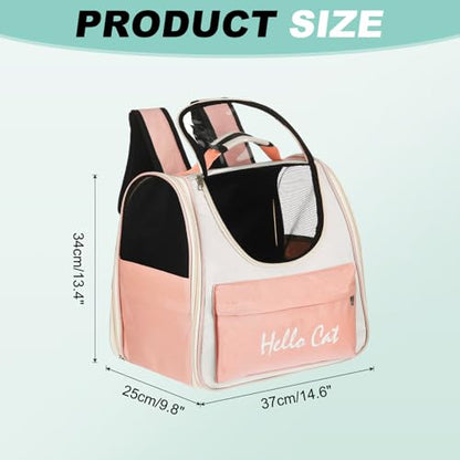 Cat Backpack Carrier, Large Space & Breathable, Ventilated Mesh Design Pet Backpack for Cats or Small Dogs, Intended for Hiking/Camping/Traveling (Pink, 14.6"x9.8"x13.4") - color: Pink