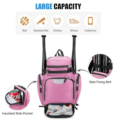 WOLT Basketball Backpack, Basketball Bag for Men with Shoes Compartment, Sports Backpack for Baseball, Soccer, Football - color: Pink
