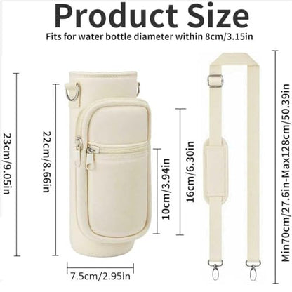 Water Bottle Holder with Strap, Insulated Crossbody Sling Bag, Carrier with Phone Pocket for Walking Hiking Camping Fishing - color: Beige 01, size: 32oz Long
