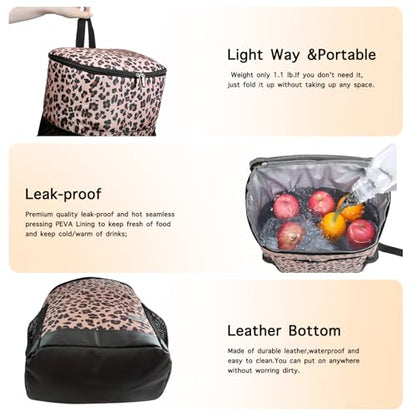Wolka Cooler Backpack 30 Cans,Portable Backpack Coolers Insulated Leak Proof,Waterproof Soft Sided Cooler Bag for Travel,Beach,Camping,Picnic,Lunch Backpack for Women (Brown Leopard) - color: Brown Leopard