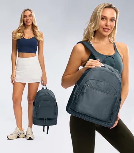 Uselike Gym Backpack for Women Men, Lightweight Gym Bag with Shoe Compartment, Waterproof Workout Backpack with Wet Pocket - color: Grey Blue