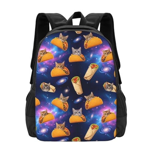Fashion Daily Rucksack Blue Purple Galaxy Cat Taco, Multipurpose Large Capacity Anti Theft Carry On Pack for Sports Picnic Business Travel Unisex - color: Design (1326)
