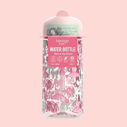 Bentgo Kids Water Bottle - Leak-Proof, Durable Tritan PFAS- & BPA-Free 15 fl oz, Kids/Toddlers Ages 3+ for School & Sports; Bite & Sip Spout, Carrying Handle, Dishwasher Safe (NEW Ballet & Bows) - color: Ballet and Bows