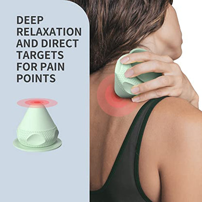 Mountable Self-Massage Ball Handfree with Suction Cup,Deep Tissue Back Sore Muscle Knot Massager,Myofascial Release,Manual Massage Balls, Foot Plantar Fasciitis, Back Stress Relief - Green - color: Green