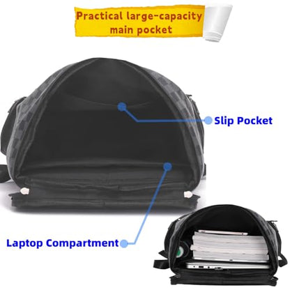 Leather laptop backpack, PU leather backpack Men Women, casual backpack, water-resistant, for daily commuting work travel (Black-s) - color: Black-03