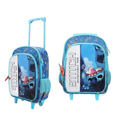 Disney's Stitch 16" Rolling Travel Backpack With Wheels And A Keychain - color: Disney’s Stitch Rolling Blue