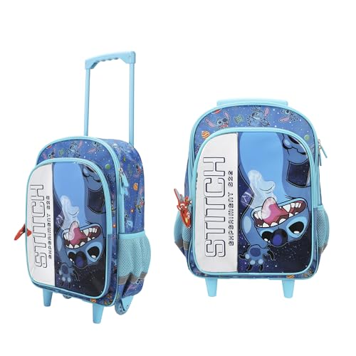 Disney's Stitch 16" Rolling Travel Backpack With Wheels And A Keychain - color: Disney’s Stitch Rolling Blue