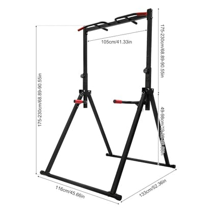 Pull Up Bar Free Standing, Foldable Power Tower Workout Dip Station, Pullup Bar Station for Home Gym Strength Training Equipment, Height Adjustable Pull Up Bar, 440LBS - size: With Handle