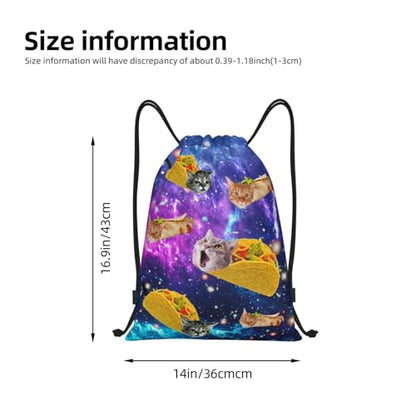 Gianlaima Blue Purple Galaxy Cat Taco Drawstring Backpack Sport Gym Sack Yoga Dance Travel Bag For Men Women - color: Black12
