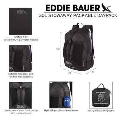 Eddie Bauer Stowaway Packable Backpack | Travel | Outdoor | Lightweight | Foldable | Durable | Ripstop Polyester | 30L - Spruce Green - color: Spruce, size: 30L