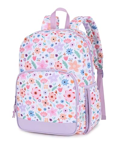 VASCHY Kids Backpacks, 12L Toddler & 17.5L School Backpacks, Lightweight Water-Resistant for Boys and Girls Ages 3-12 - color: Lilac Bloom-s, size: Small