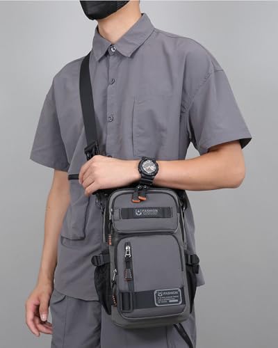 O-TBOST Crossbody Sling Backpack Sling Bag for Men Travel Hiking Chest Bag Daypack (Grey) - color: Grey