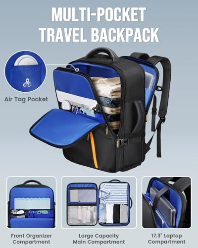 MATEIN Personal Item Travel Backpack 18x14x8 for Spirit Airlines, Black | Shoe Compartment Detachable, Expandable, Underseat Backpack, Fit 17" Laptop, Airplane Approved, Carry on Bag Luggage, Mochila - color: Black