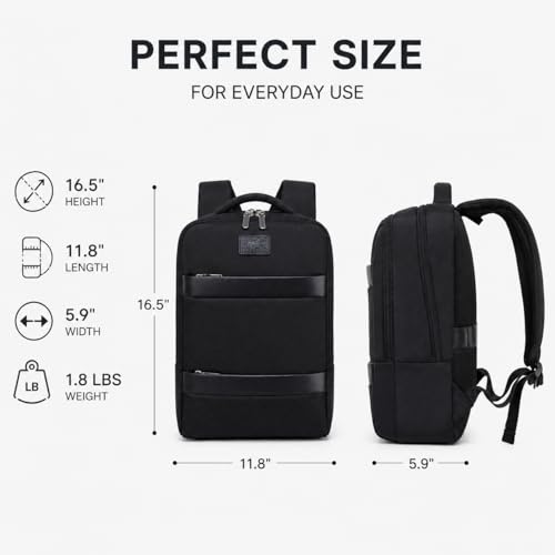 Business Laptop Backpack for Men and Women, Water-Resistant Travel Backpack Fits 15.6 Inch Laptop, Lightweight Work Backpack with USB-Free Smart Organization for Office, Commute and Travel