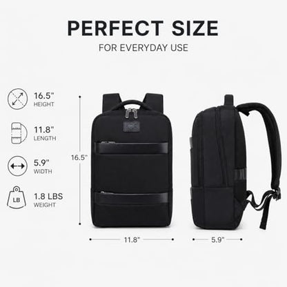 Business Laptop Backpack for Men and Women, Water-Resistant Travel Backpack Fits 15.6 Inch Laptop, Lightweight Work Backpack with USB-Free Smart Organization for Office, Commute and Travel