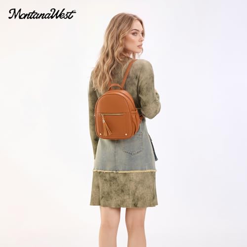 Montana West Mini Backpack Purse for Women Anti Theft Backpacks with Secured Zipper and Tassel - color: Mini Brown
