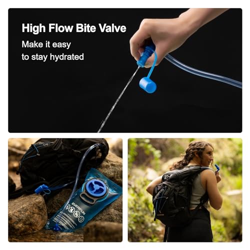 EVERFUN Hydration Bladder 2L/3L Water Reservoir for Hiking Backpack, Leak Proof Water Bladder with Detachable Hose & High Flow Ergonomic Bite Valve, Water Pouch for Cycling, Running - style: 3 L / 100 oz