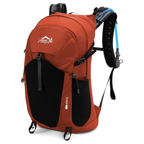 IX INOXTO Hiking Hydration Backpack with 2L/3L Water Bladder for Women and Men18L/25L Water Backpack for Hiking, Cycling, Climbing, Camping - style: Orange-3L Water Bladder