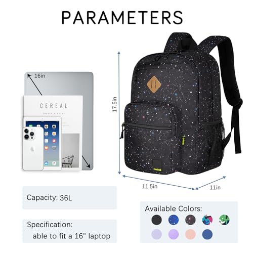 Goloni Lightweight Laptop Backpack 1.1Lbs, 26L Wear-Resistant Water Resistant Backpack with Laptop Compartment for Men Women - color: Starry Black