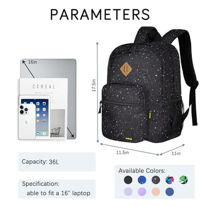 Goloni Lightweight Laptop Backpack 1.1Lbs, 26L Wear-Resistant Water Resistant Backpack with Laptop Compartment for Men Women - color: Starry Black
