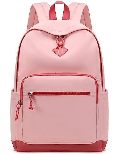 Lohol Classic Backpack for Girls Teens, Lightweight Bookbag for School Travel College (Pink/Red) - color: Pink/Red