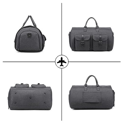 seyfocnia Convertible Travel Garment Bag,Carry on Garment Duffel Bag for Men Women - 2 in 1 Hanging Suitcase Suit Business Travel Bag - color: Grey