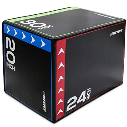 RitFit 3 in 1 Extra Firm Soft Plyo Box Foam Plyometric Box-30”x24”x20”-20"x18"x16" Heavy Duty High Density Foam Jumping Box 3 Sizes with PVC Cover,Platform for Home Gym Fitness, 440lb Weight Capacity - size: LARGE-A