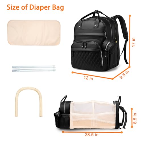 Astro alan Baby Diaper Bag Backpack with Changing Station, Waterproof Large Capacity Diaper Bag for Moms and Dads, Plant-Based Leather with USB Charging Port, Baby Gift for New Parents, Black - color: Vegan Leather Black