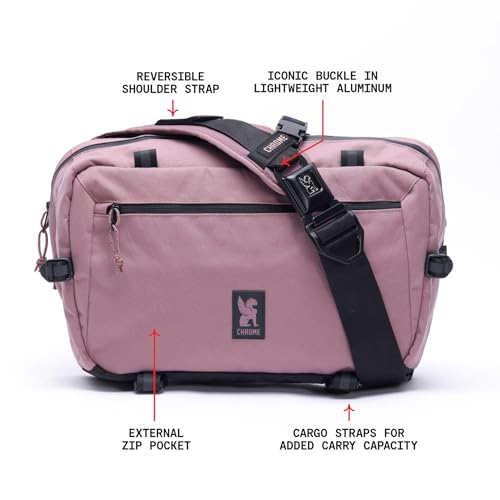 Chrome Industries Kadet Max Messenger Bag – Crossbody Sling Backpack for Men and Women w/Quick Release Buckle - color: Mauve X