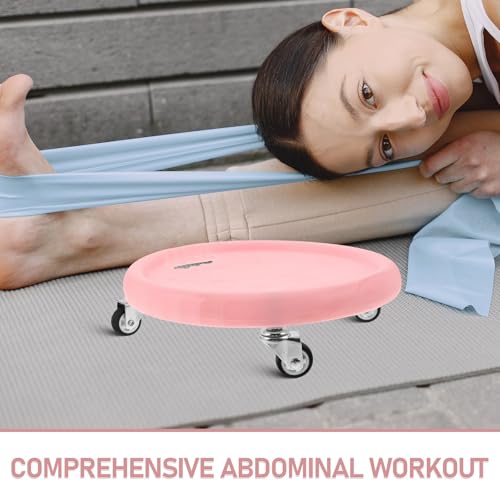 Ab Roller Wheel with Silent Smooth Rolling Core Muscle Trainer and Pink Exercise Discs for Abdominal Workout at Home, Fitness Floor Sliders for Men and Women