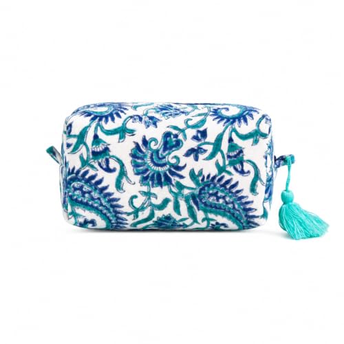 Travel Makeup Bag- Large Capacity Cosmetic Bags for Women - Water Resistance Lining Portable Pouch & Open Toiletry Bag - Perfect Girls Makeup Organizer for Travel Essentials (Velvet Ocean Whisper) - color: Ocean Whisper