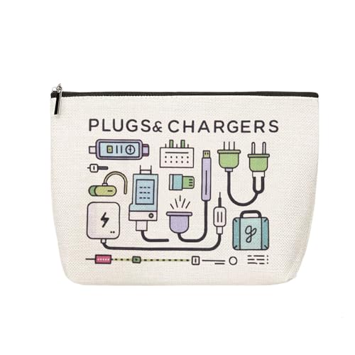 Charger Cosmetic Makeup Bags Travel Toiletry Bag Charging Cable Organiser Bag Chargers Makeup Pouch for Purse Charger Cables Storage Bags Travel Accessories for Women Birthday Christmas Gifts - style: Plugs Charger