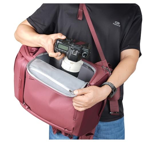 VANGUARD VEO Metro B25L Camera & Everyday Backpack (Magenta) – Fits 70–200mm Attached, 16" Laptop Storage, Convertible Daypack Design, Carry-On Ready - color: Magenta, size: 25L