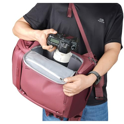 VANGUARD VEO Metro B25L Camera & Everyday Backpack (Magenta) – Fits 70–200mm Attached, 16" Laptop Storage, Convertible Daypack Design, Carry-On Ready - color: Magenta, size: 25L
