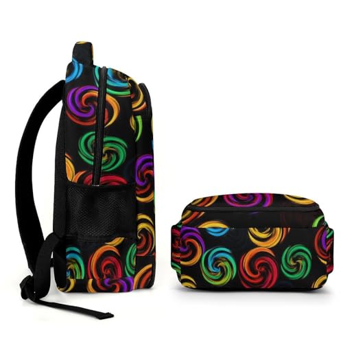 Water Resistant College Bookbag Tie Dye Colorful Rose Black, Sturdy Laptop Backpack with Water Bottle Pockets for Men Women Travel Work - color: Pattern (270)