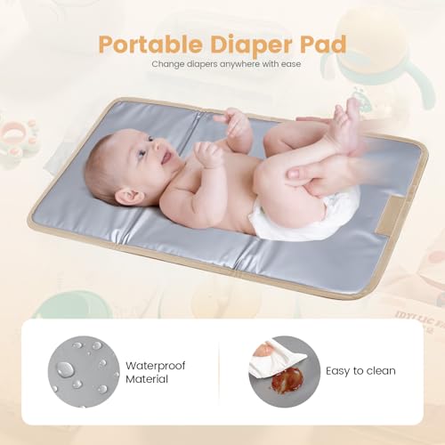 LOVEVOOK Diaper Bag Backpack,Puffer Quilted Baby Diaper Bag with Insulated Pockets,Travel Diaper Backpack for Boys Girls with Changing Pad,Water-Resistant Baby Bag for Mom Dad,Khaki - color: Khaki
