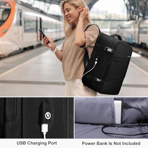 HOMIEE 50L Travel Backpack Large Suitcase Water Resistant Luggage Daypack Carry on Backpack for Men Women Fits 17.3 Inch Laptop, Black - color: Black, size: 3X-Large