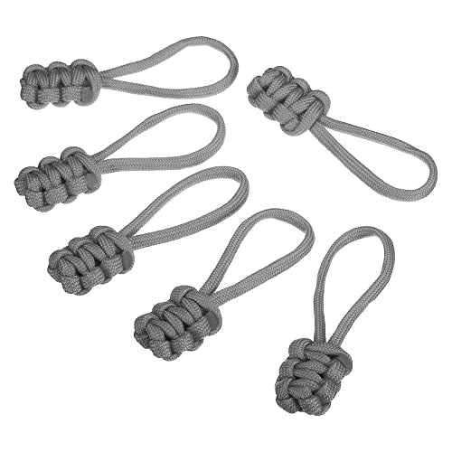 PATIKIL Zipper Pulls Replacement, 6 Pack Extension Cord Handle Fix Pull Tab Extender Fixer Slider Head Repair Kit for Luggage Backpack Jacket, Dark Grey - color: Dark Grey