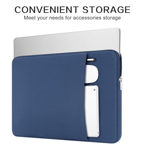 RAINYEAR Laptop Sleeve Case Compatible with 13.3 Inch Notebook Computer Chromebook 14" MacBook Pro/Max M1 M2 M3 M4 M5 Protective Cover Soft Bag with Front Pocket & Accessories Pouch (Navy Blue) - color: Navy Blue, size: 13"-13.3"