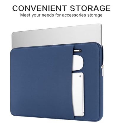 RAINYEAR Laptop Sleeve Case Compatible with 13.3 Inch Notebook Computer Chromebook 14" MacBook Pro/Max M1 M2 M3 M4 M5 Protective Cover Soft Bag with Front Pocket & Accessories Pouch (Navy Blue) - color: Navy Blue, size: 13"-13.3"