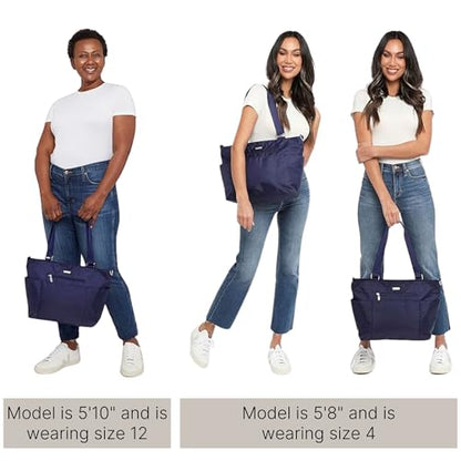 Baggallini Essential Laptop Tote - Work Tote Bag with Laptop Sleeve - Lightweight Travel Crossbody Shoulder Bag for Women - color: Midnight Garden