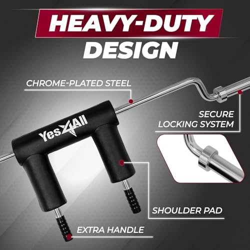 Yes4All Multi Grip Barbell & Cable Attachment - Swiss Bar, American Bar for Greater Range of Motion, with 2 Collars, Fits Olympic Weight Plates - Home Gym & Support Pressing, Lifting & Curls - color: C. Squat Bar