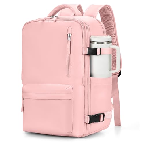 VGCUB Large Travel Backpack Bag for Women Men,Carry on Backpack,17 Inch Laptop Business Work Waterproof Backpack with Laptop Compartment,Person Item Flight Approved,Mochila de Viaje,Pink Large - color: Pure Pink, size: XX-Large
