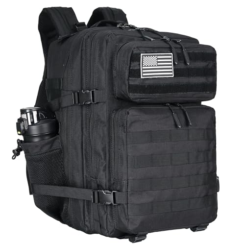 Lovelinks21 45L Tactical Assault Backpack 3 day assault pack with Molle Waterproof backpack Rucksack for Tactical Backpacks (Black) - color: Black