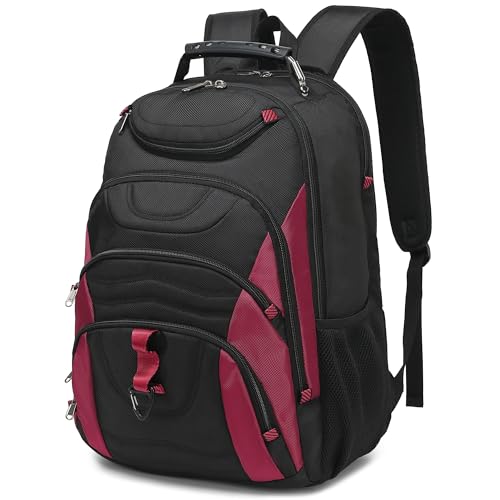 Boavan Laptop Backpack for men, 17.3 inch Laptop Bag with USB Port, Waterproof Travel Work Backpack Purse, Anti-Theft Teacher Nurse Doctor Casual Bookbags Office Business backpack，Black&Russet Red - color: Black&russet Red, size: 17.3